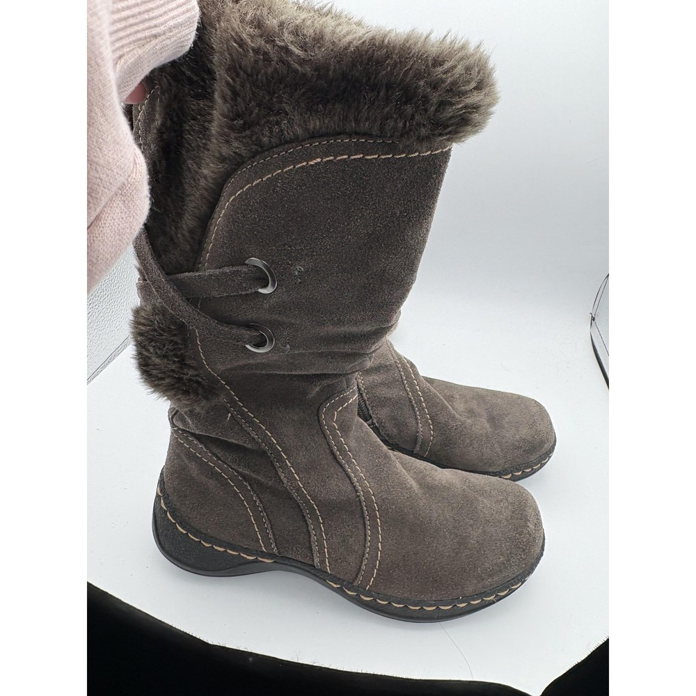 Baretraps Boots Womens Size 6.5 Brown Leather Faux Fur Shearling Mid Calf Zip‎